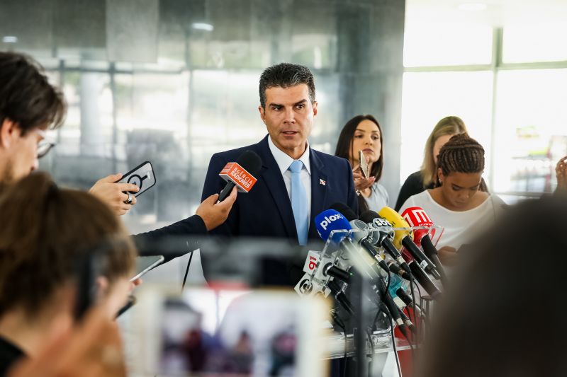 Helder Barbalho em Brasília, durante o anúncio para a imprensa da escolha de Belém como candidata a sediar a COP 30 Foto: Divulgação